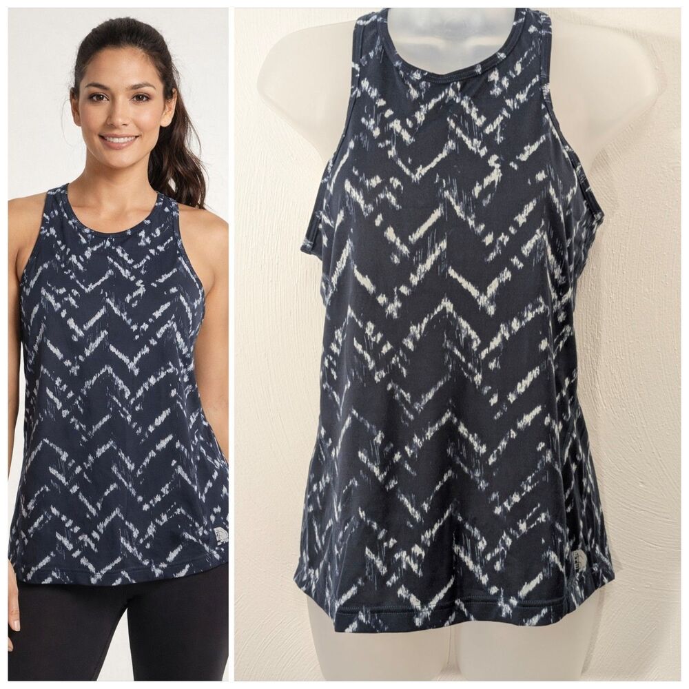 The North Face Womens Small Tank Navy/White Racerback Oversized Atheleisure